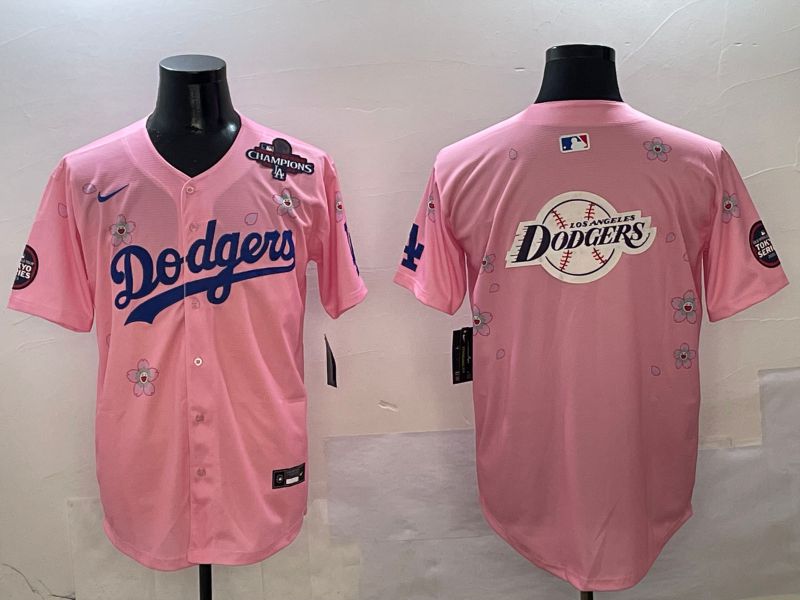 Men Los Angeles Dodgers Blank Pink Sakura Edition 2025 Nike MLB Jersey style 26